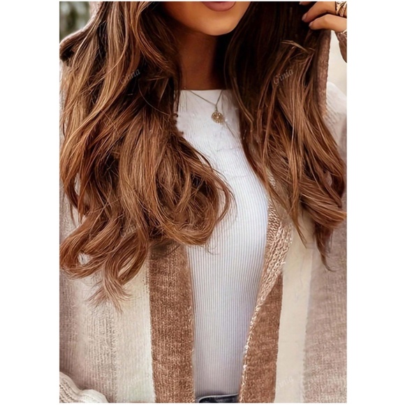 Cozy Color Block Knit Pockets Open Front Cardigan - Picture 4 of 5